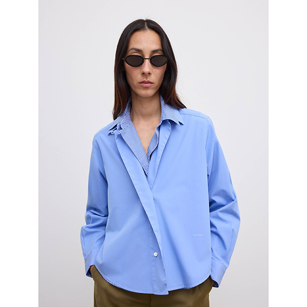 Cropped Shirt Mid Blue