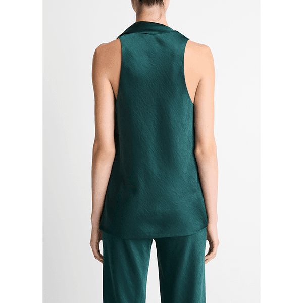 Fluid Satin Scarf Top Juniper
