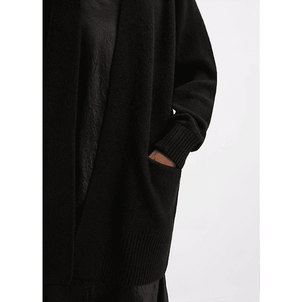 Open Front Shawl Collar Cardigan Black