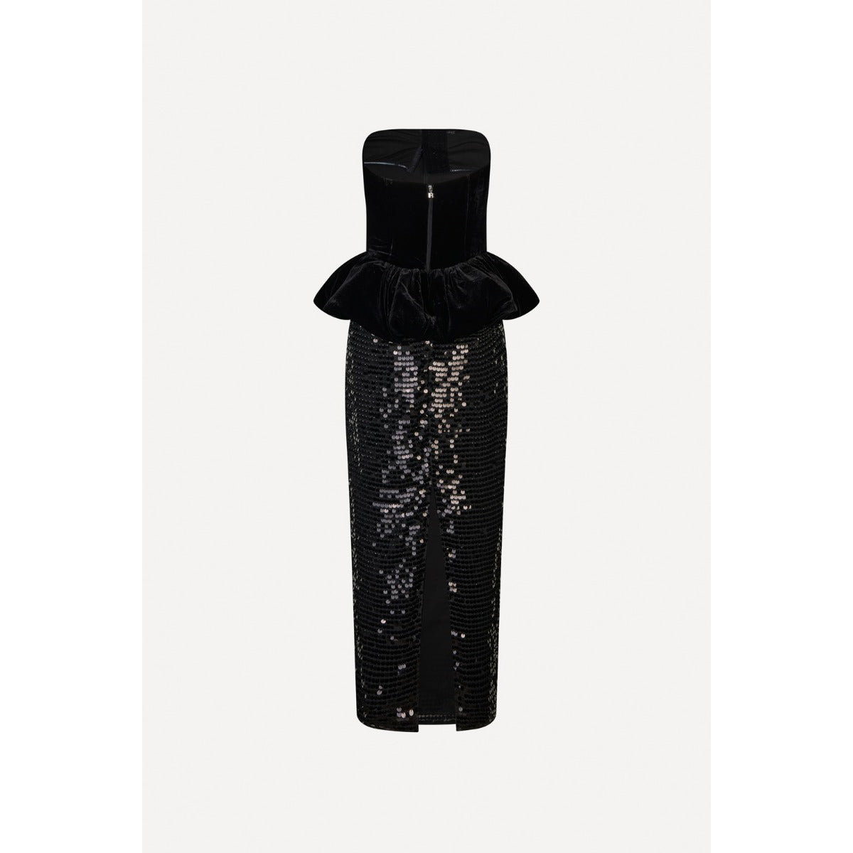 Sequins Maxi Peplum Dress Black