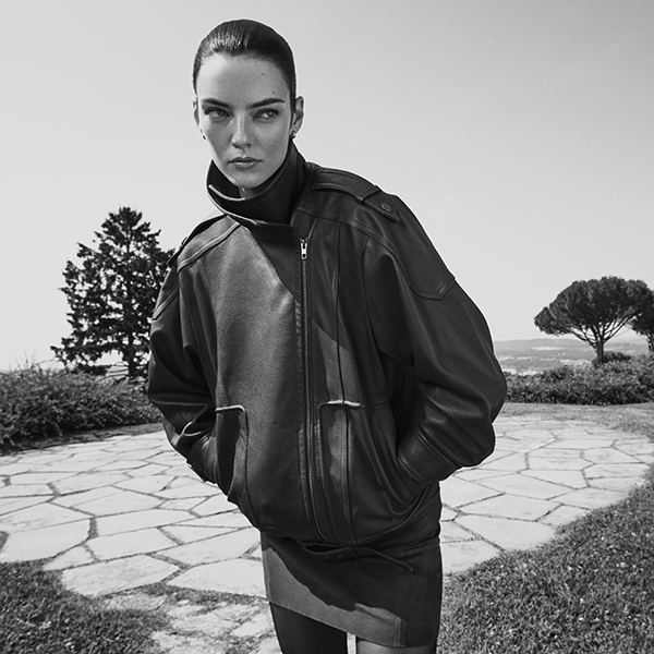 Leather Oversized Biker Jacket Deep Forest