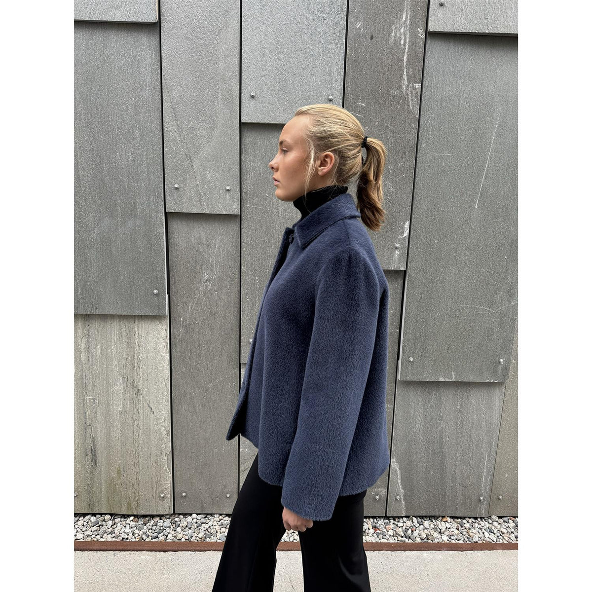 Agnes Alpaca Coat Blue