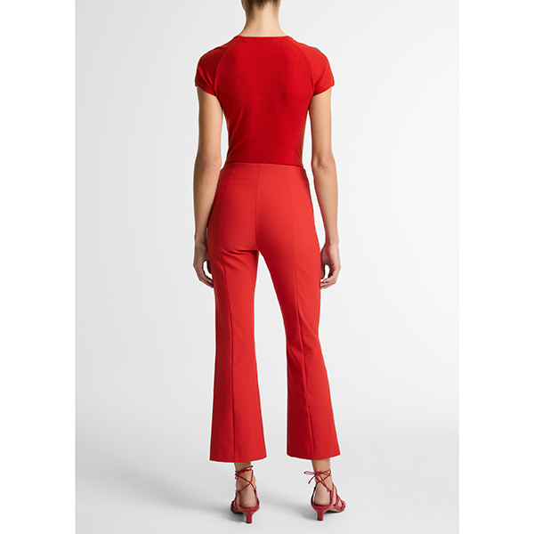 Niki Mid Rise Pintuck Crop Flare Pant Dk Poppy