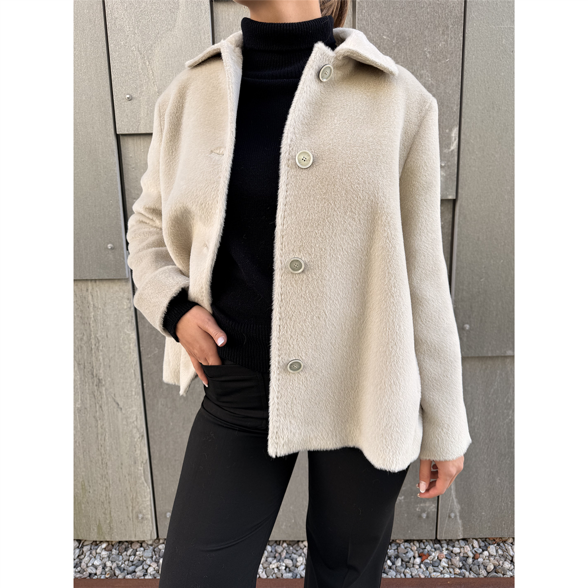 Agnes Alpaca Coat Beige