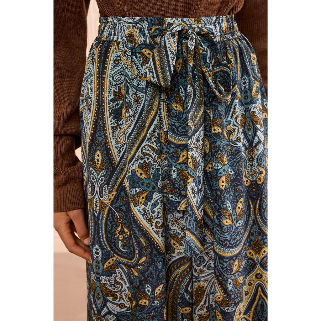 Sawyer Wide Leg Silk Pant Prussian