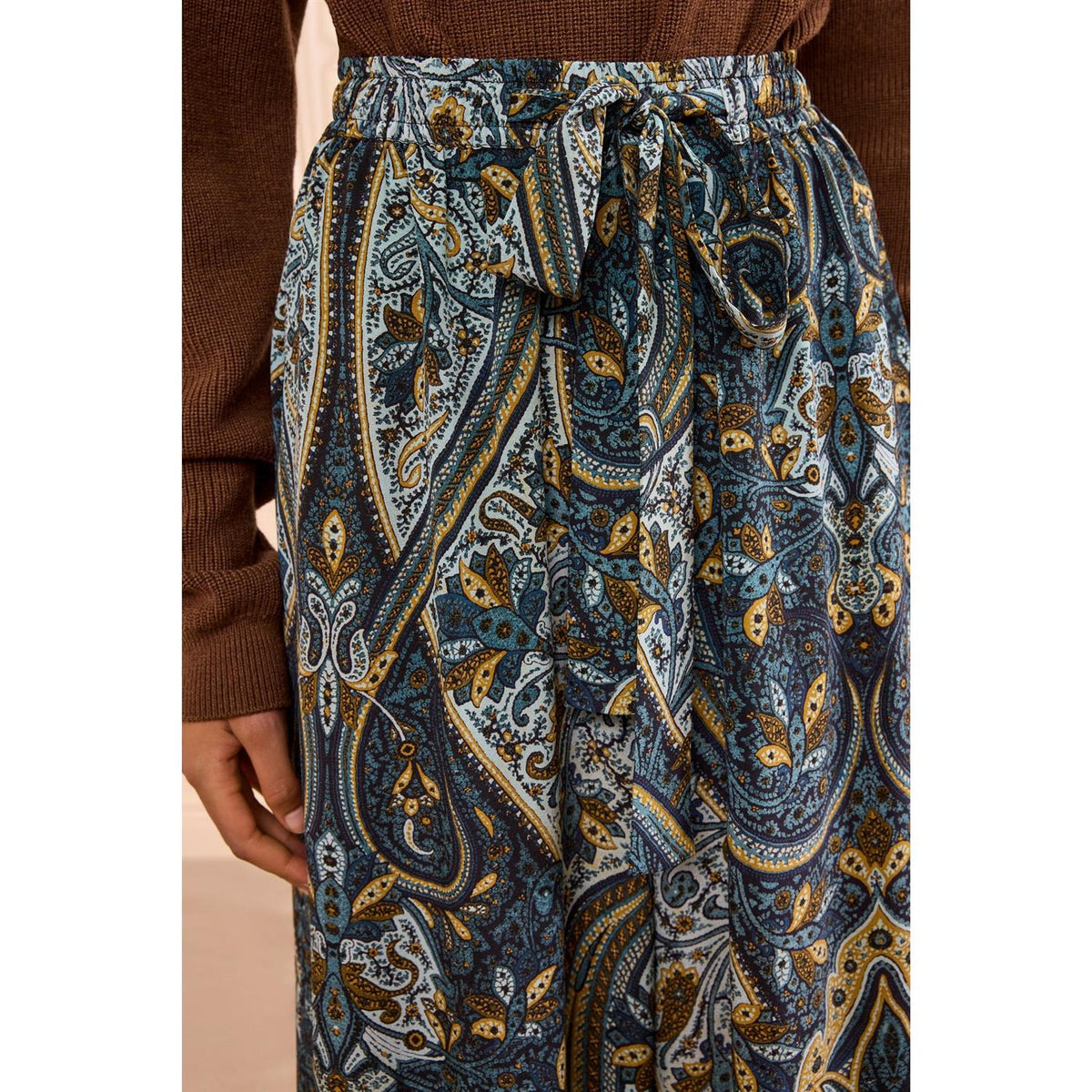 Sawyer Wide Leg Silk Pant Prussian