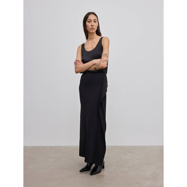 Draped Knit Skirt Black