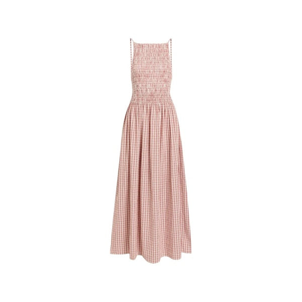 Laia Maxi Dress Paloma Check Cinnamon White