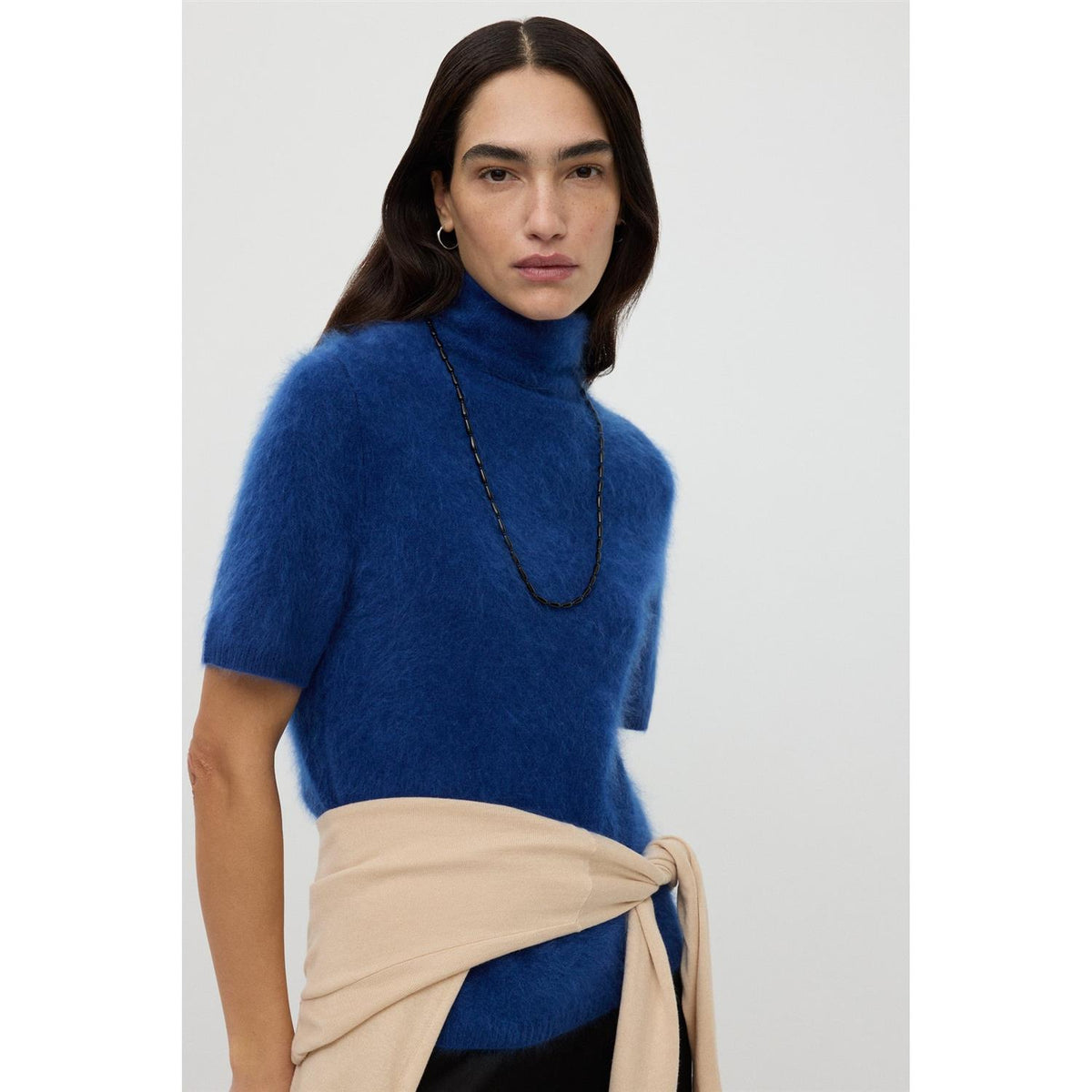 Brushed Short Sleeve Turtleneck Ink Blue