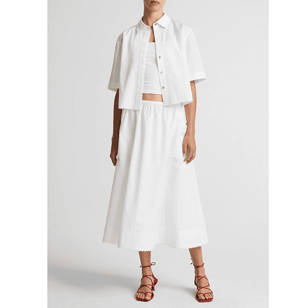 Scallop Detail Shirt Optic White