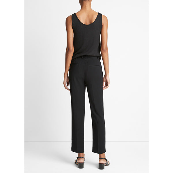Crepe Tailored Straight Leg Pant Black