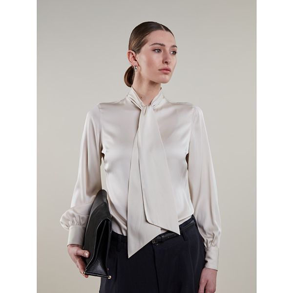Selma Bowtie Blouse Champagne