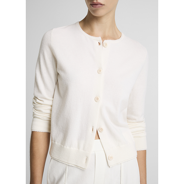 Scallop Trim Cardi Off White