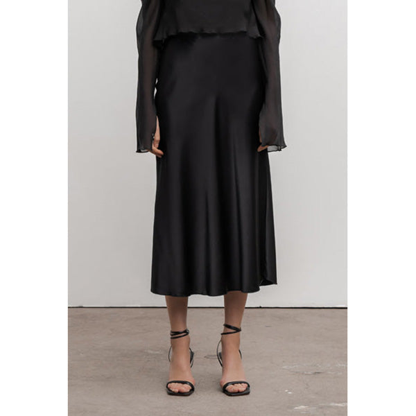 Hana Satin Skirt Black