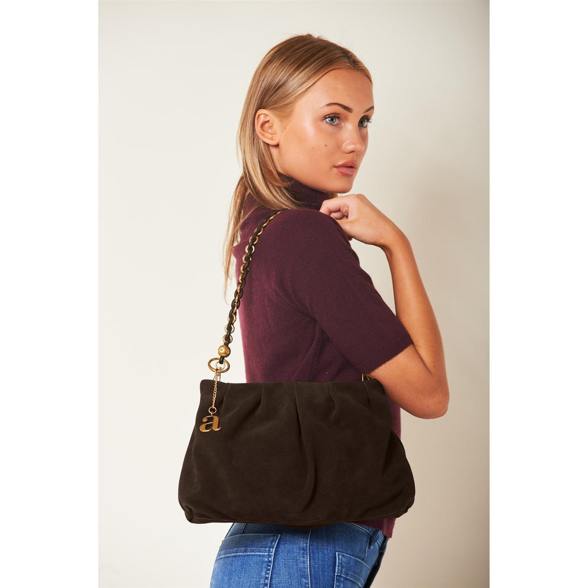 Maxime True Suede Clutch Dk Brown