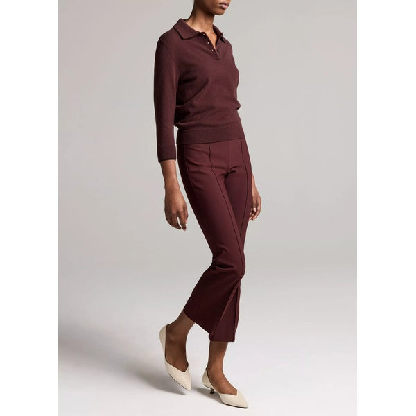 Niki Mid Rise Pintuck Crop Flare Pant Cherrywood
