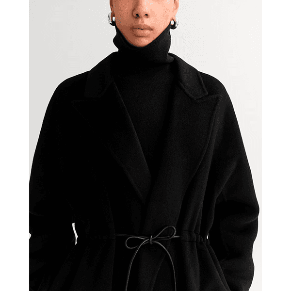 Drawstring Coat Black