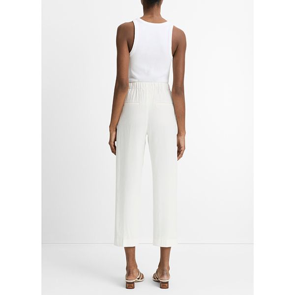 Mid Rise Tapered Pull On Pant Off White
