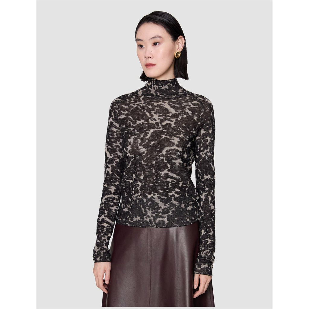 Yasmin Cashair Jacquard Top Black/Powder