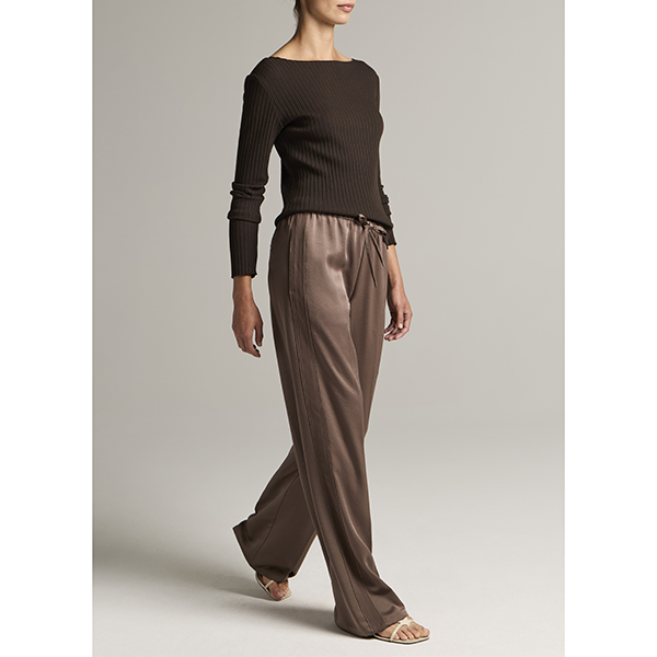 Mid Waist Shine Crepe Pull On Taupe Haze