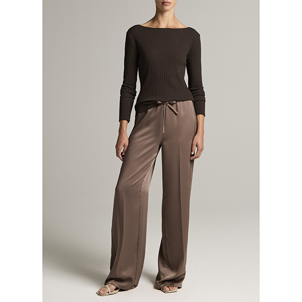 Mid Waist Shine Crepe Pull On Taupe Haze