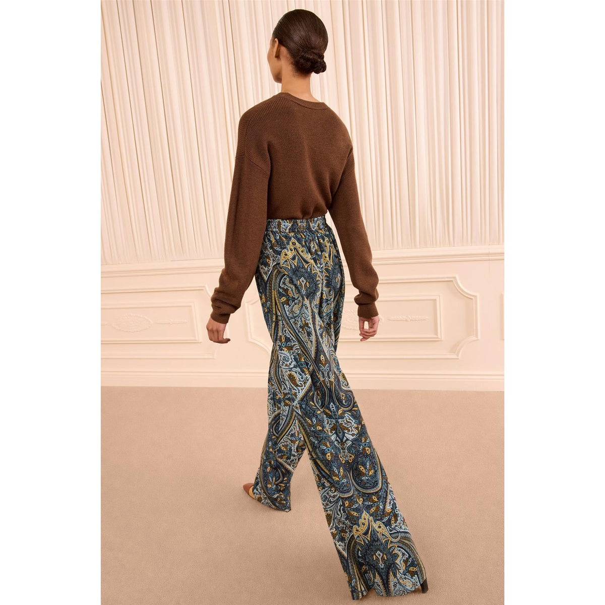 Sawyer Wide Leg Silk Pant Prussian