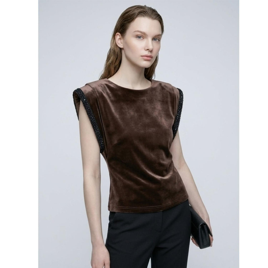 Sunset Velour Top Cocoa Brown
