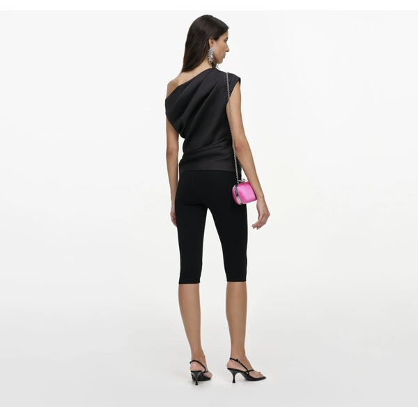 Black Taffeta Draped Top