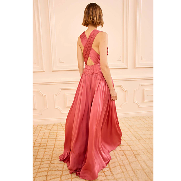 Tasneem Deep V-neck Gown Coral