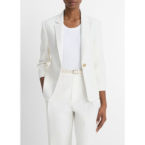 Linen Shrunken Blazer Off White