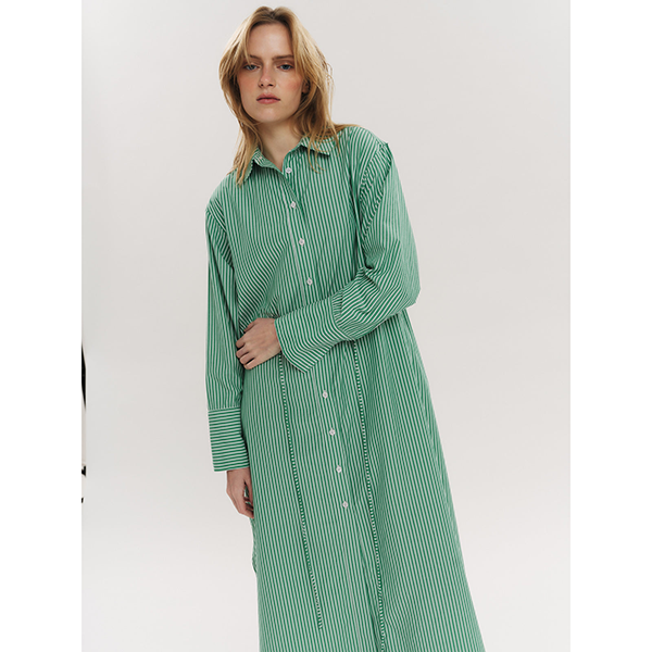Sally Midi Dress Vineyard Green Stripe