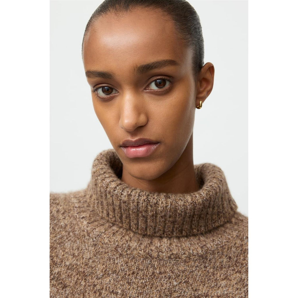 Marled Relaxed Fit Turtleneck Brown Melange