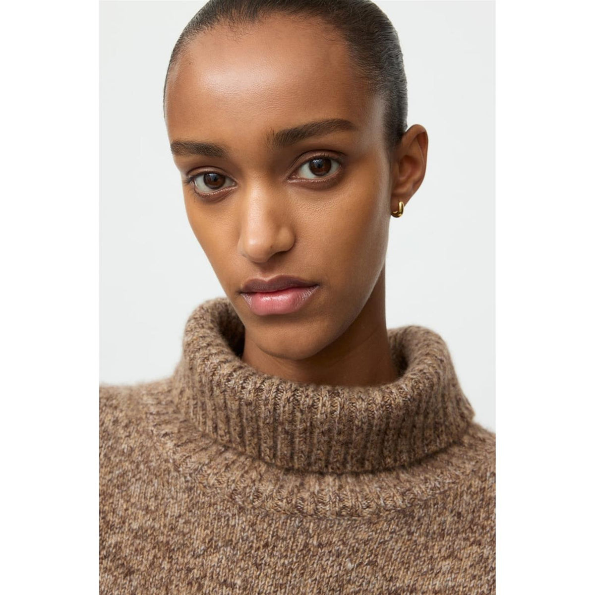 Marled Relaxed Fit Turtleneck Brown Melange