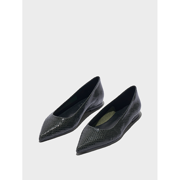 Cassy Flat Snake Print Moss