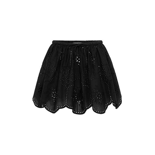 Broderie Mini Skirt Black