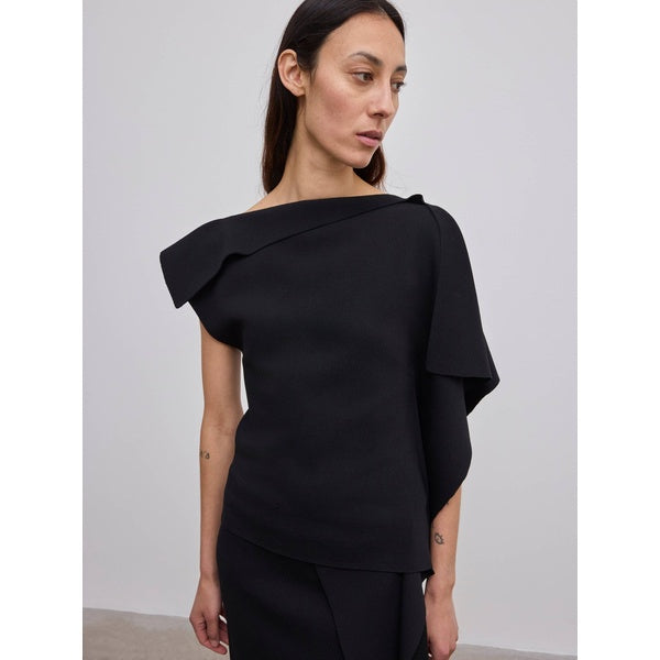 Draped Knit Top Black