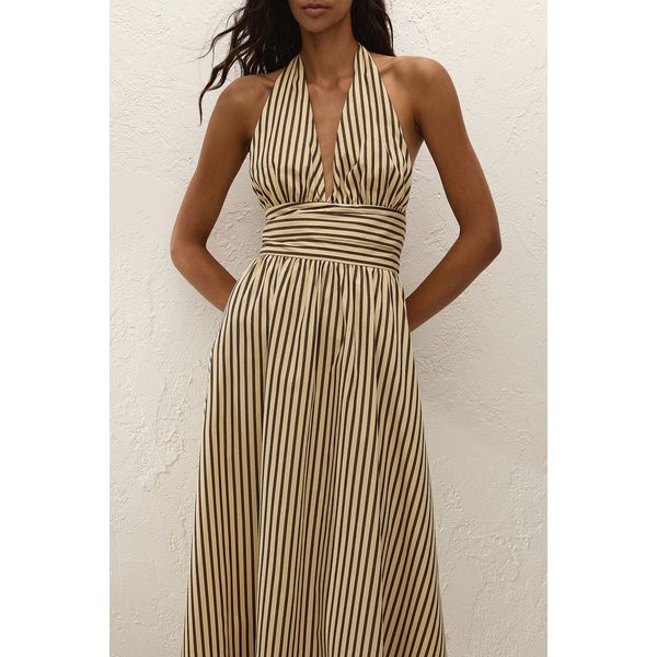 Lido Maxi Dress Carmen Stripe Sand Cedar