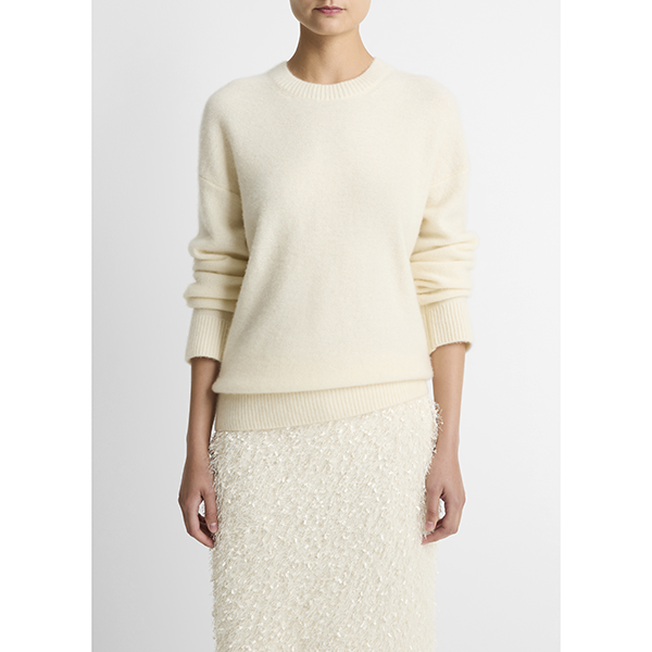 Boiled Cashmere Crew Off White