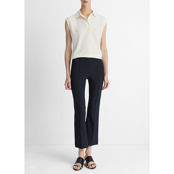 Niki Mid Rise Pintuck Crop Flare Pant Coastal