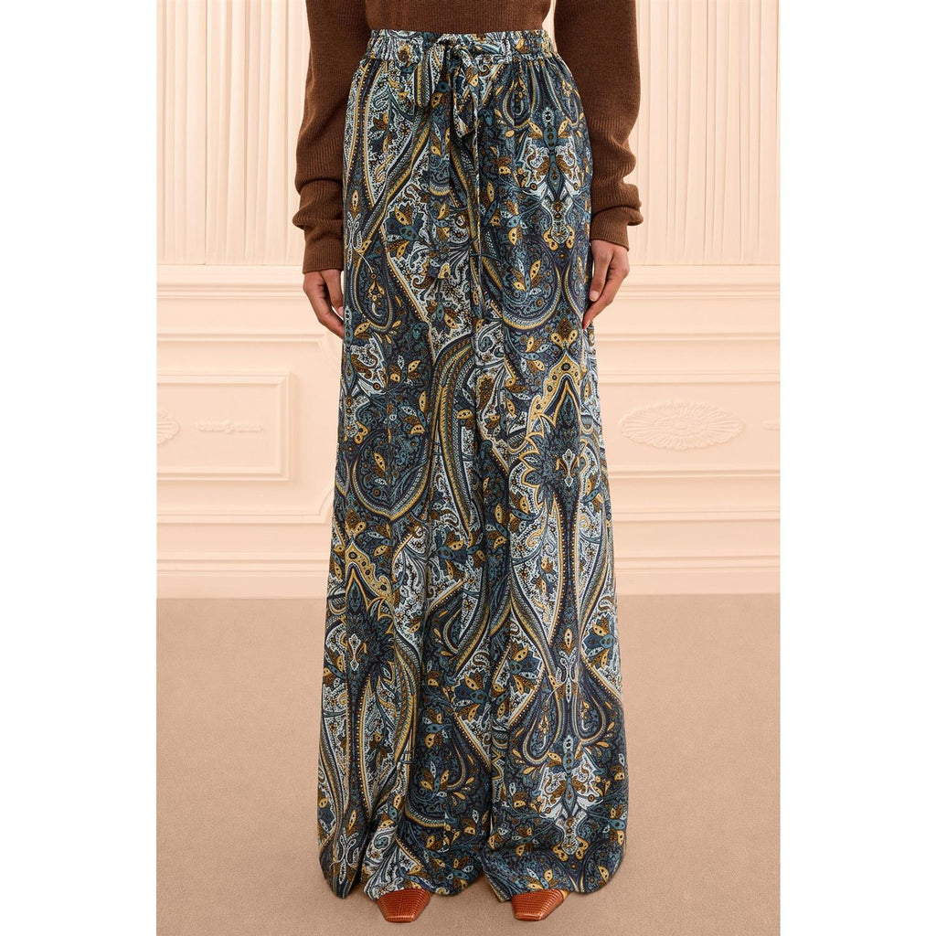 Sawyer Wide Leg Silk Pant Prussian