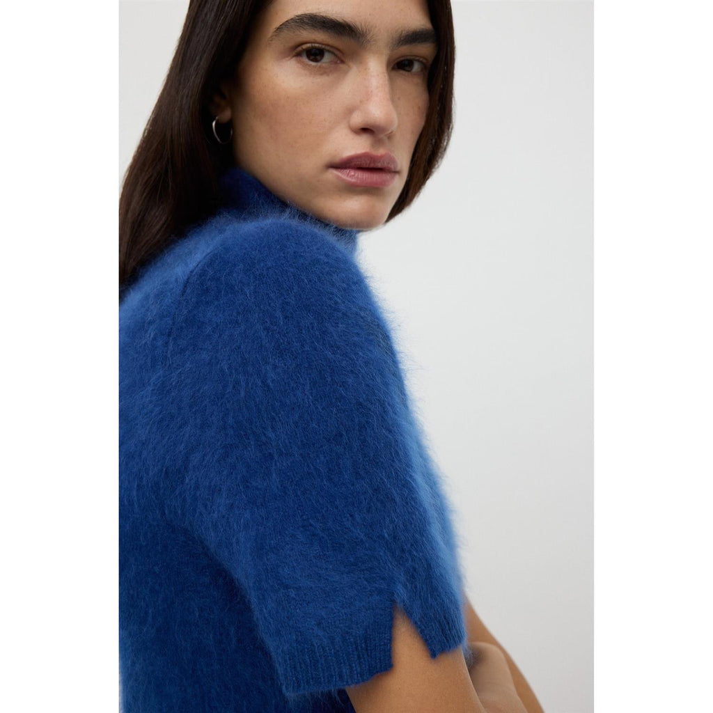 Brushed Short Sleeve Turtleneck Ink Blue