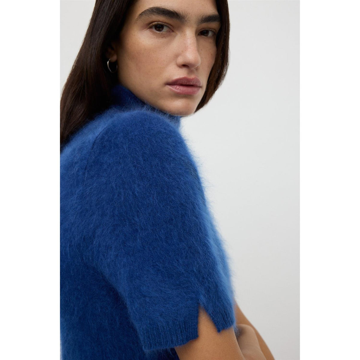 Brushed Short Sleeve Turtleneck Ink Blue