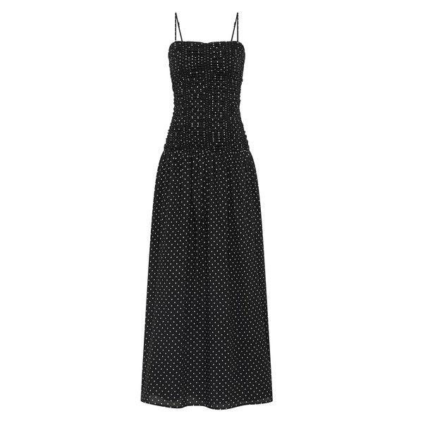 Mira Maxi Dress Lola Polka Dot Black Off White