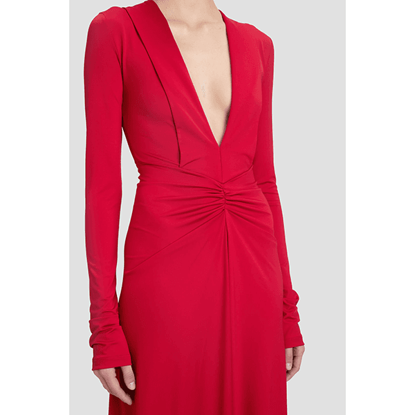 Long Sleeve Deep V-neck Gown Rose