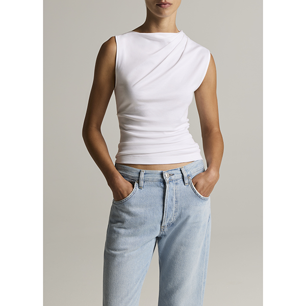 Slvless Draped Top Optic White