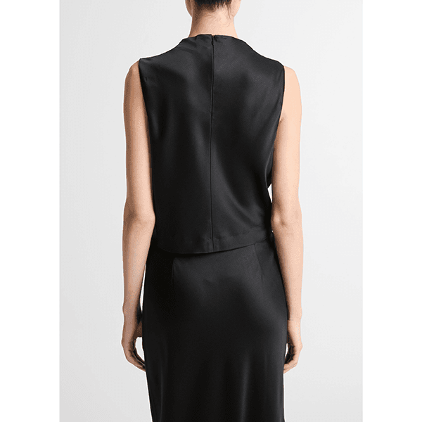 Cropped Cowl Nk Top Black