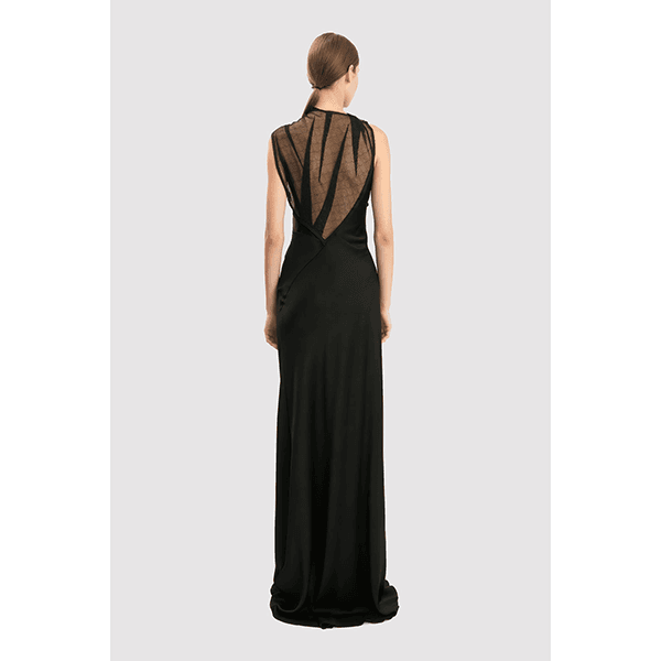 Mesh Detail Gown Black