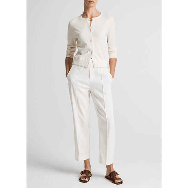 Scallop Trim Cardi Off White