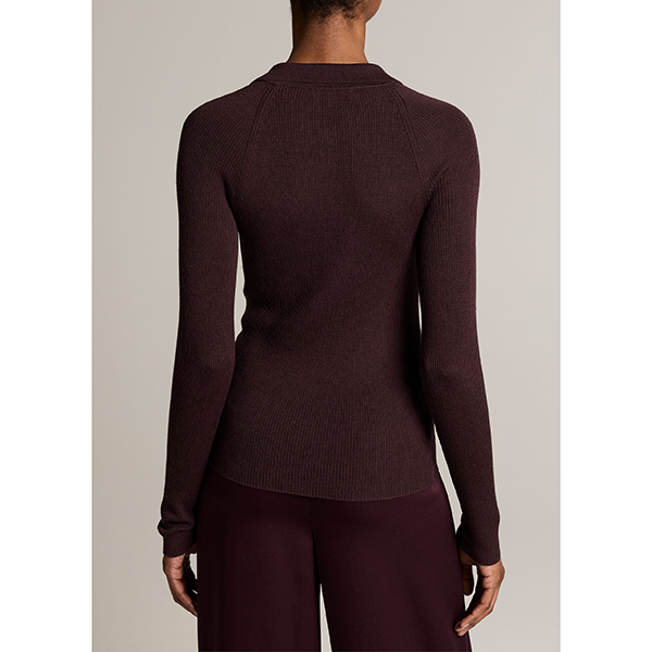 Ribbed Raglan Polo Blackberry