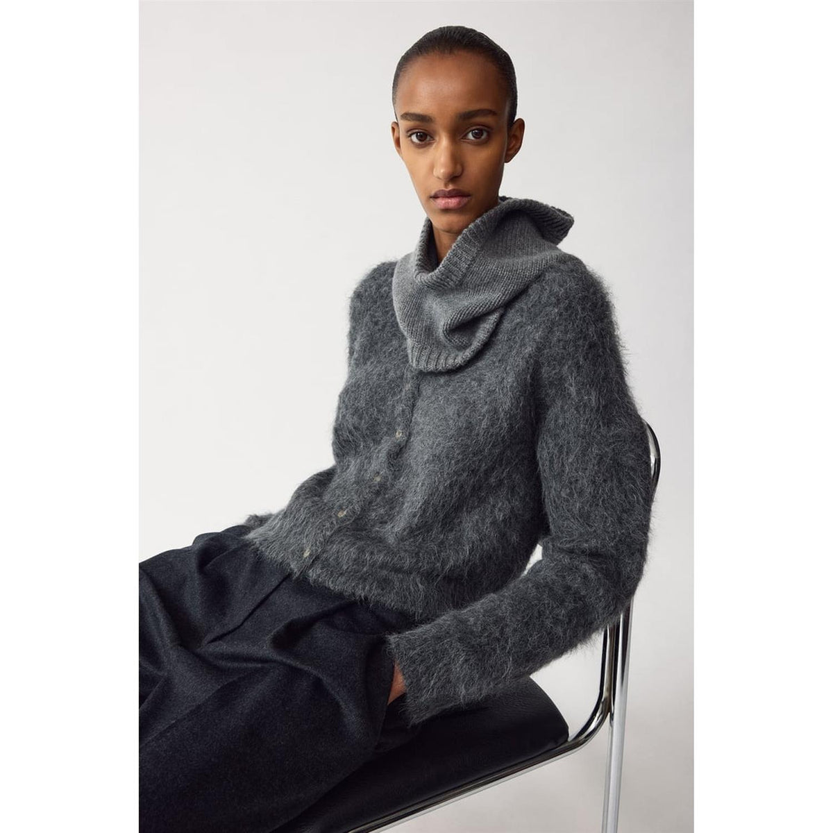 Alpaca Cardigan Anthracite Melange